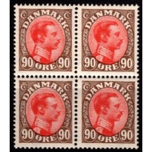 Christian X. Fireblok. Postfrisk.